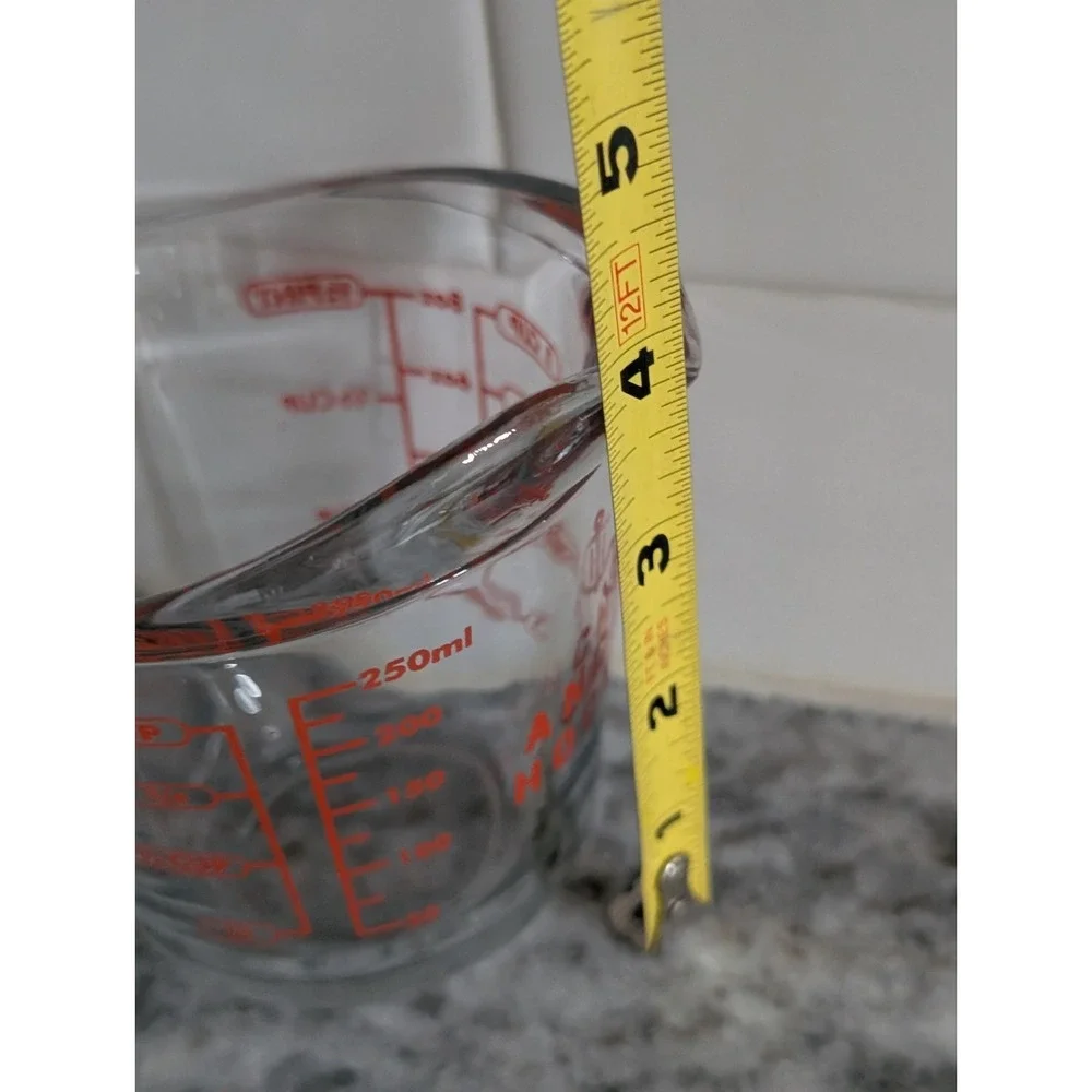 Vintage Anchor Hocking 1-Cup Glass Measuring Cup Red Lettering Made in USA